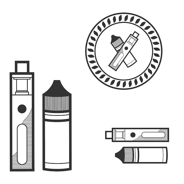 Vector vape store logo black and white set