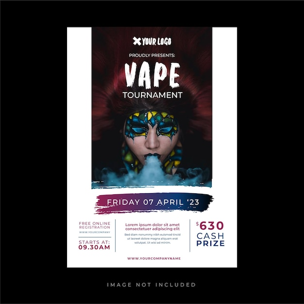 Vector vape vaping competition tournament poster flyer promotion design template