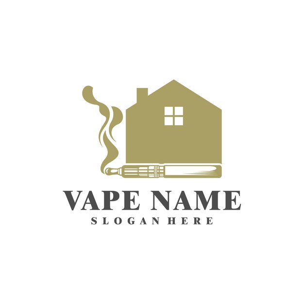 家のロゴ デザイン コンセプト ベクトルと Vape Vape イラスト デザイン