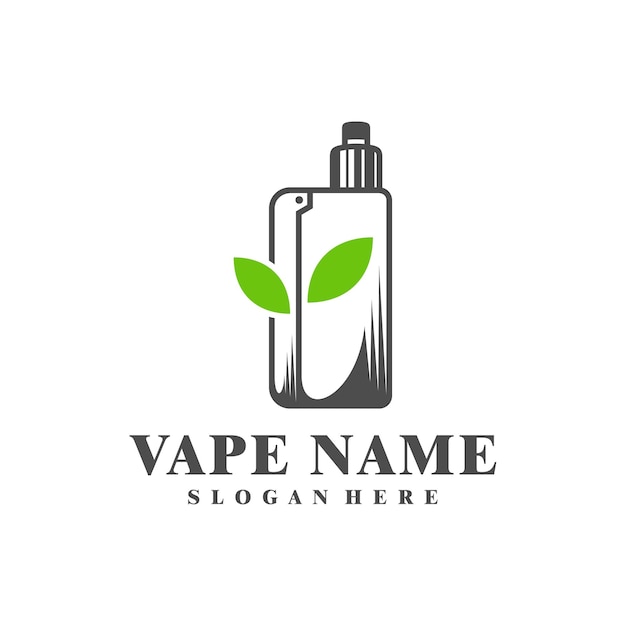 Vape с векторной концепцией дизайна логотипа Leaf. Дизайн иллюстрации Vaping