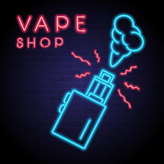 Vector vapewinkel met gloeiend neonlicht