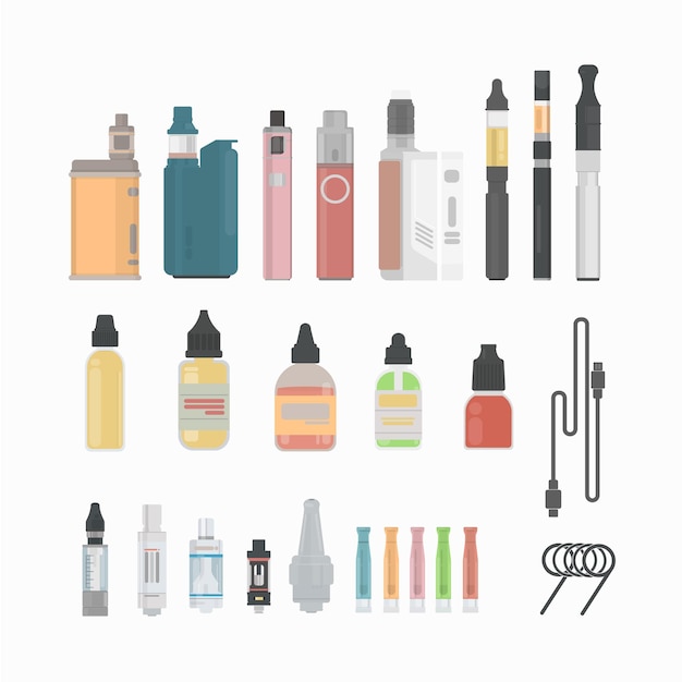 Vaping cigarette set Vaping devices and liquids Alternative smoking New trend