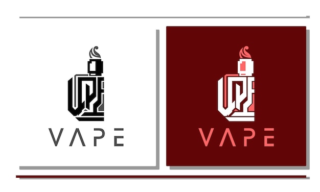 Vector vaping device with smoke ecigarette sign isolated on white