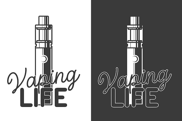 Vaping life logo vape illustrazione vettoriale monocromatica