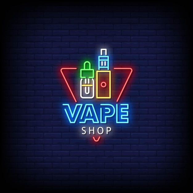 Vaping shop logo neon signs style text