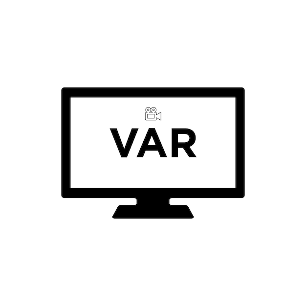 Var video assistant referee symbol for soccer or football match on screen or tv vector illustration