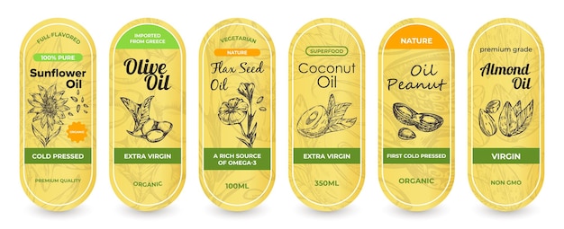 Variant of label design for packaging oil set