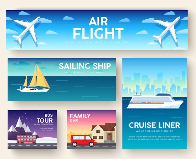 Variaties van transport travel leisure infographics