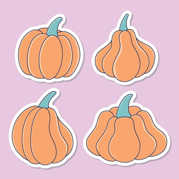 Variaton of cute hand drawn pumpkin clipart