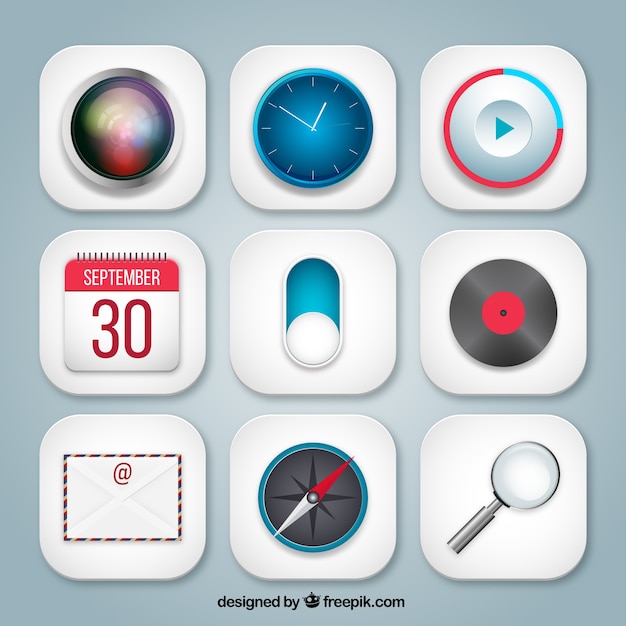 Variety of app icons