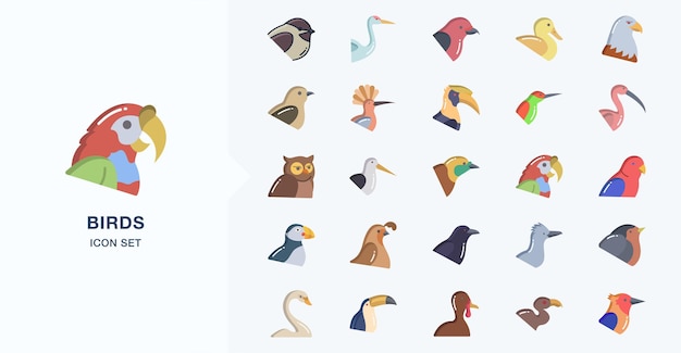 Vector variety of birds vector icons