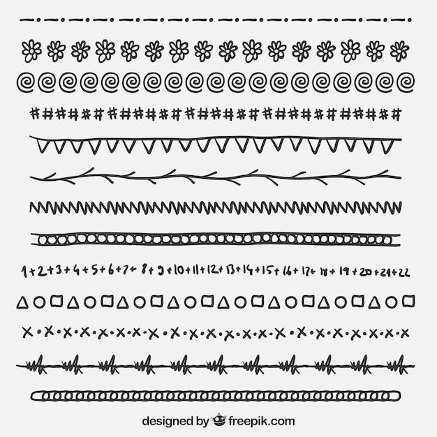 Vector variety of borders in doodle style