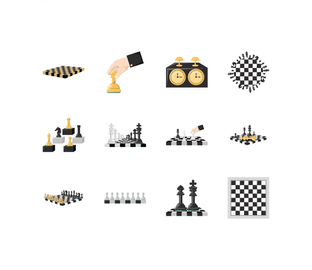 Vector variety chess icon set pack