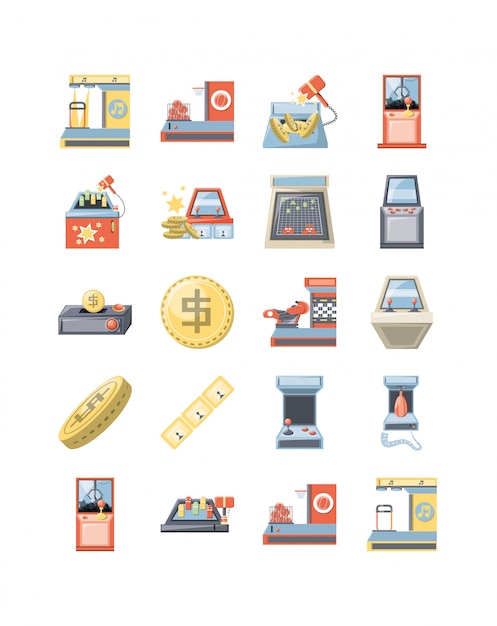 Vector variety classic game icon set pack vector design