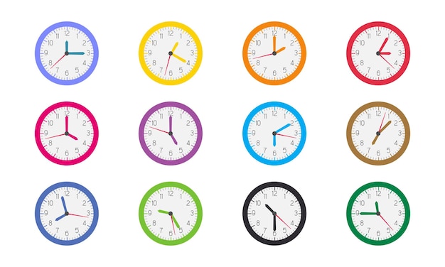 Variety of clock times icons