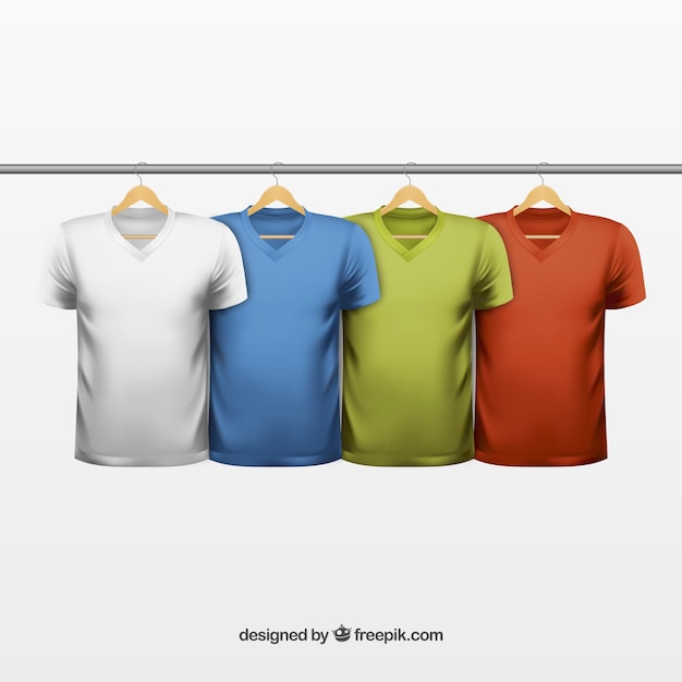 Variety of colored t shirts