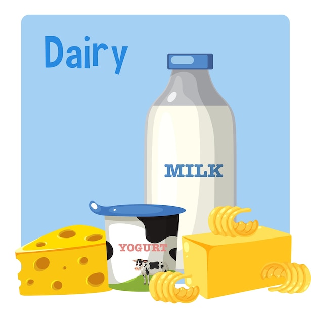 Variety of dairy products vector