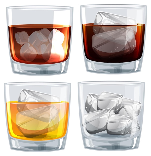 Vector variety of drinks in glassware illustration