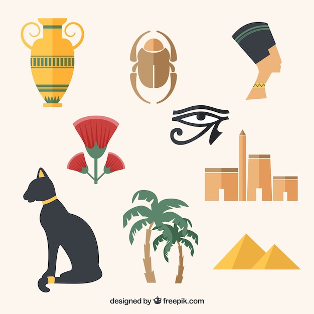 Variety of egyptian culture elements