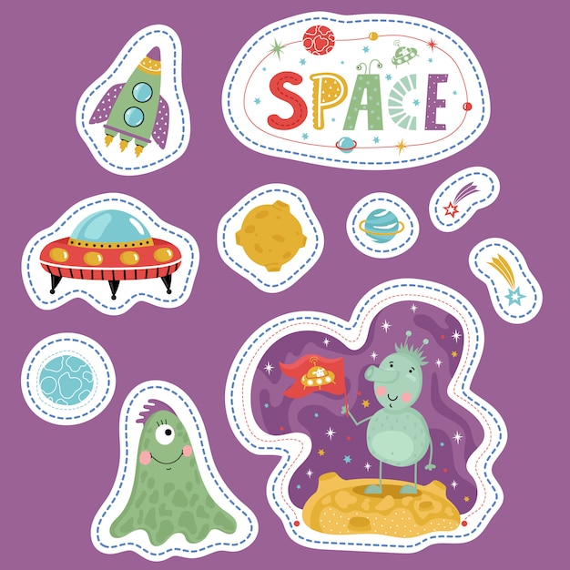 Variety Forms Price Tags met Space Cartoons