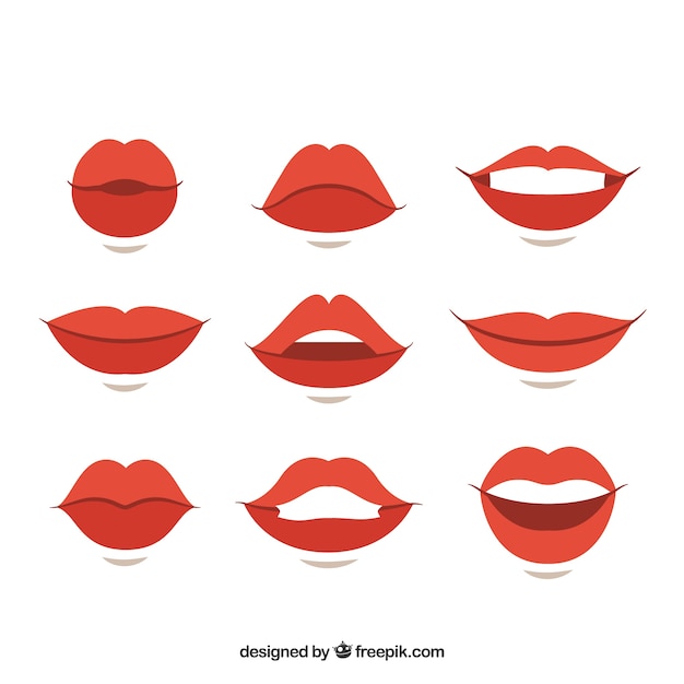 Variety of gestures with female lips