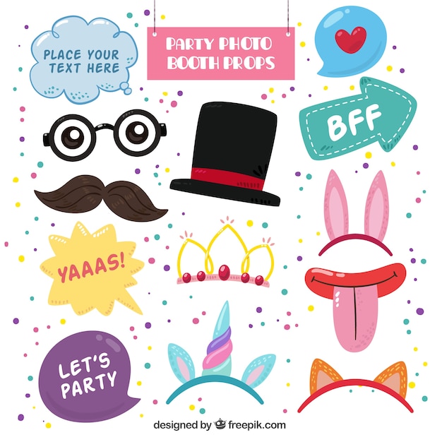 Vector variety of great items for photo booth