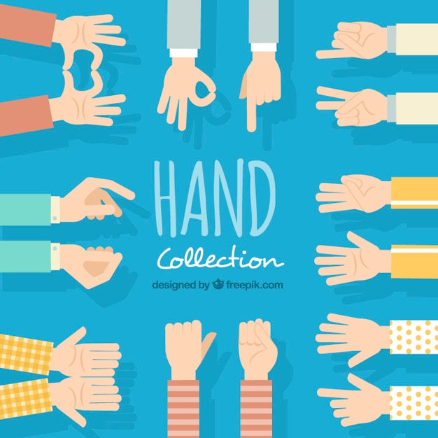 Vector variety of hands in flat design