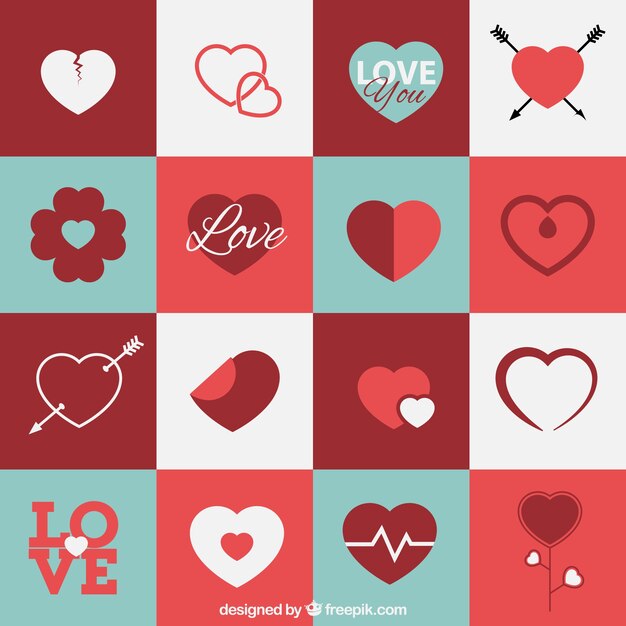 Vector variety of heart icons