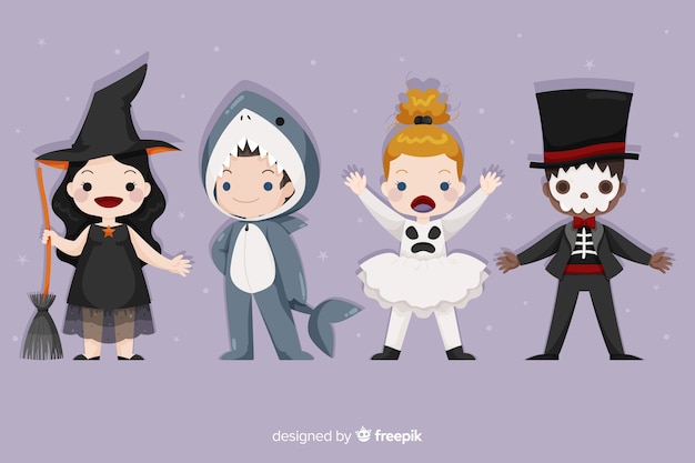 Variety of known halloween costumes for kids