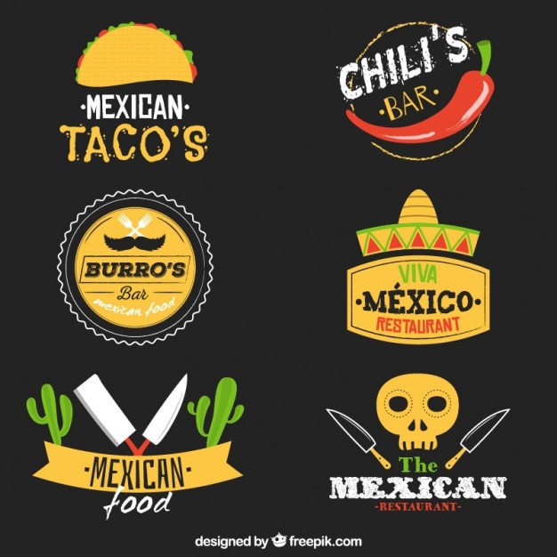 Vector variety of mexican food logos