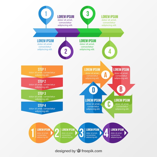 ベクトル infographicsのための様々な色のアイテム