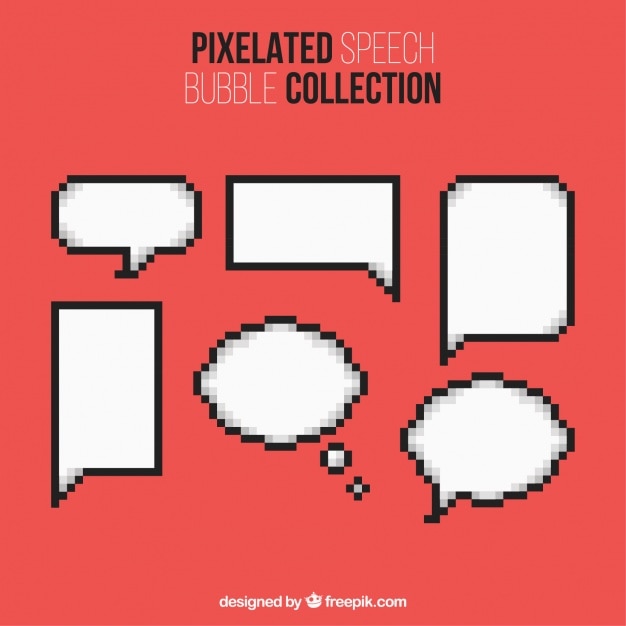 Variety of pixelated speech balloons