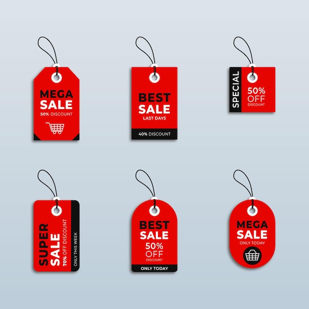 Variety of price and discount label for sales label collection