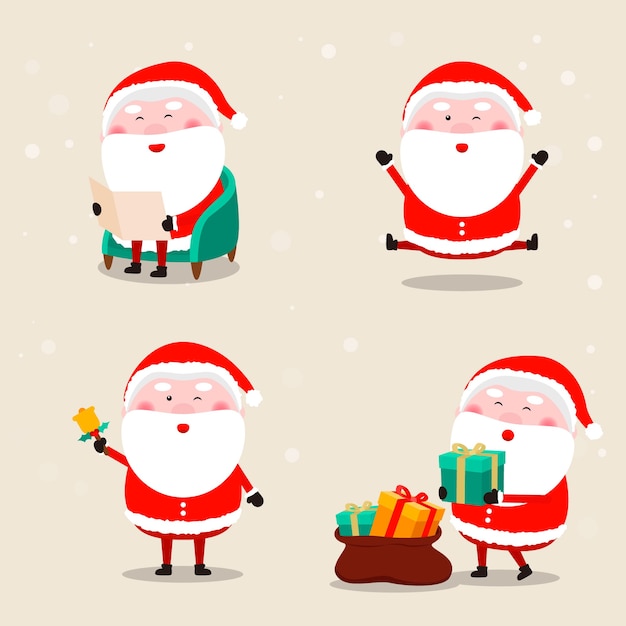 Variety of santa claus postures collection