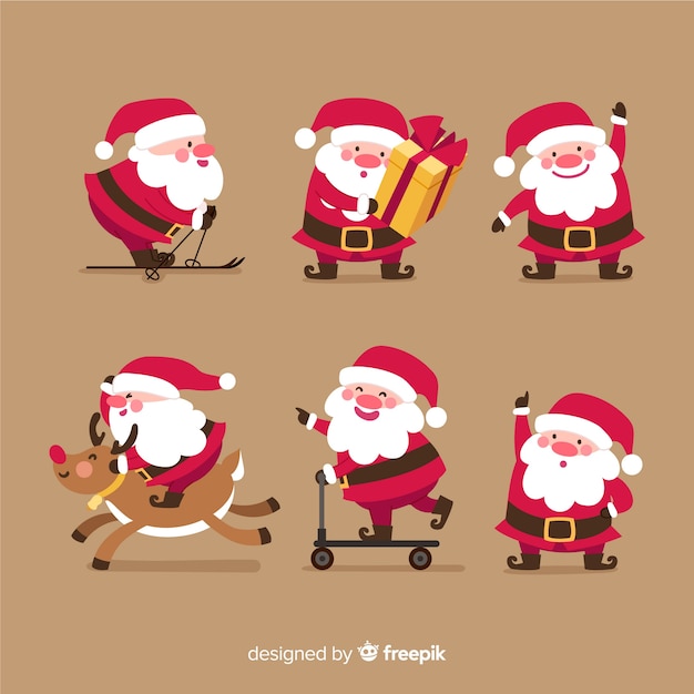 variety of santa claus postures collection