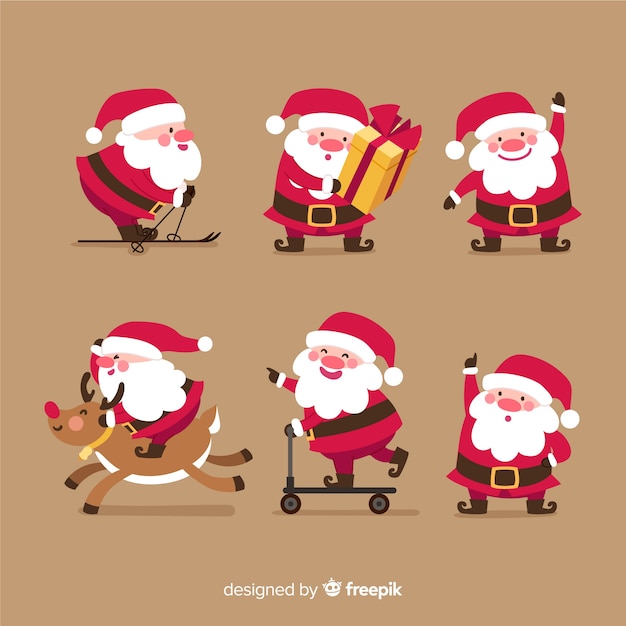 Variety of santa claus postures collection