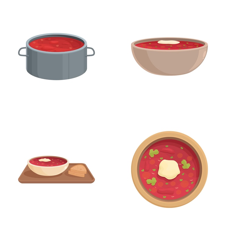 Vector variety of soup illustrations set