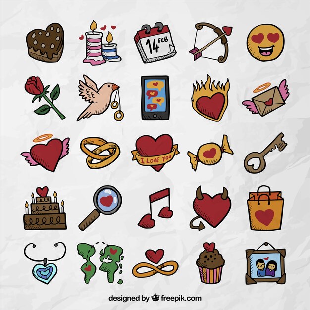 Variety of valentine icons