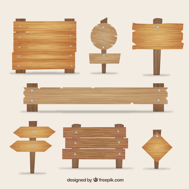 Variety of wooden signposts