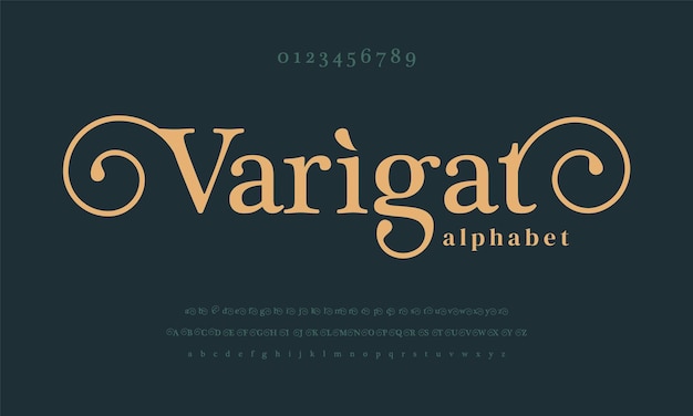 Varigat abstract luxe mode lettertype alfabet Typografie swirl lettertype hoofdletters kleine letters nummer