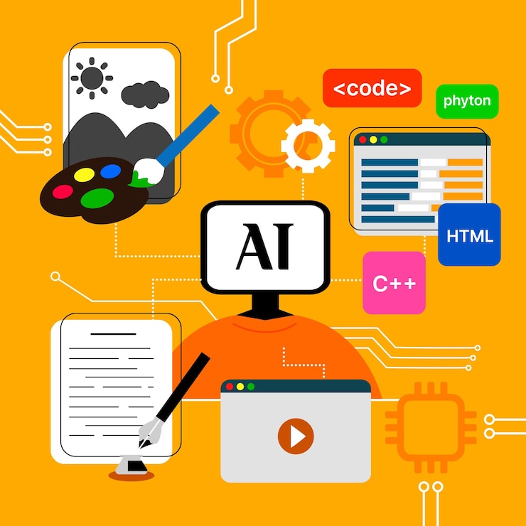 Vector various ai business areas and ai work and ai coding and ai art and ai novel
