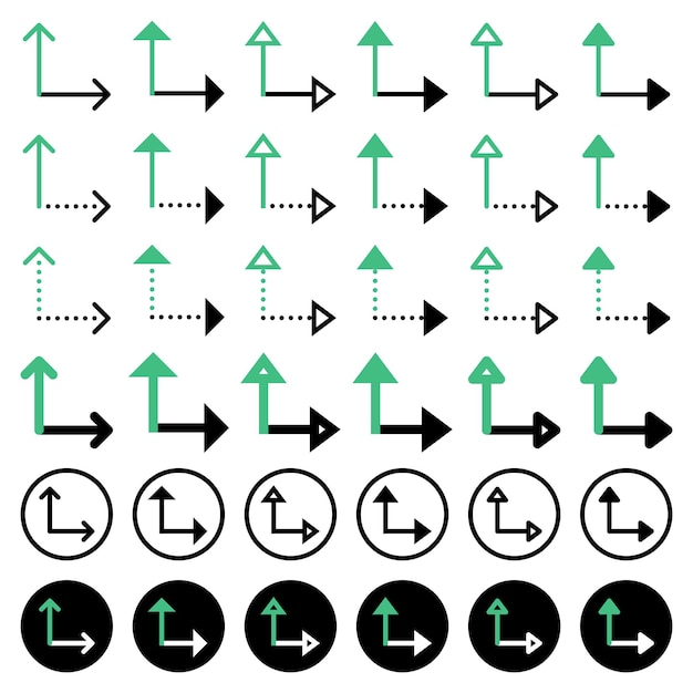 Various arrow icons related to directions