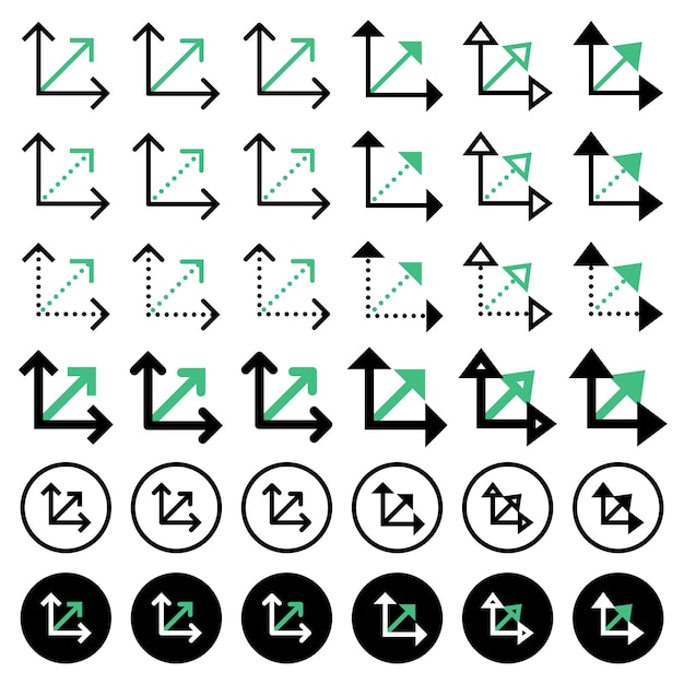 Various arrow icons related to directions