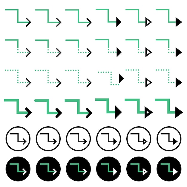 Various arrow icons related to directions