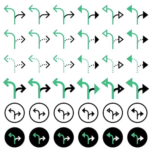 Vector various arrow icons related to directions