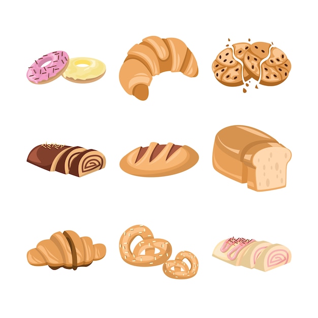 Vector various bakery cake illustration set