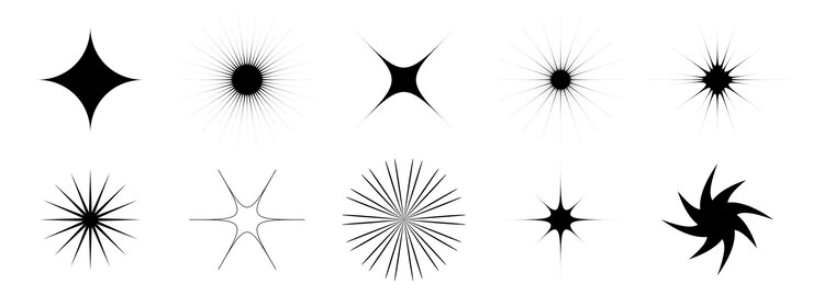 Vector various blinks and twinkles set retro bling stars collection abstract black starburst shine effect