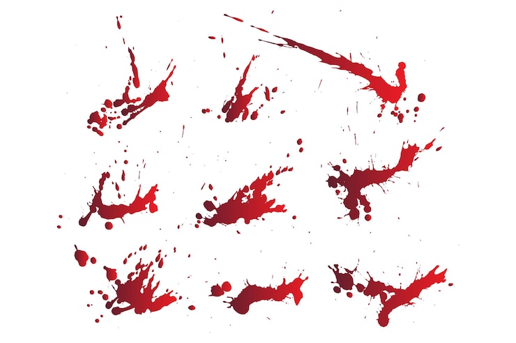 Vector various blood paint splatter set