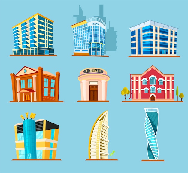 Various buildings construction vector icon