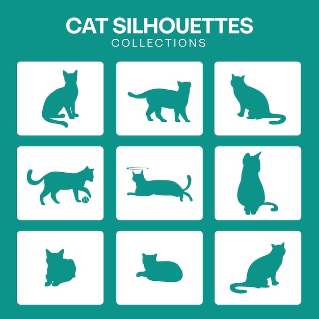 Various cat poses are beautifully captured in full vector graphics highlighting their unique silho